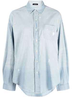 R13 chemise à effet taches de peinture - Bleu