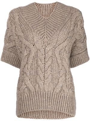 ISABEL MARANT haut en maille torsadée à manches courtes - Marron