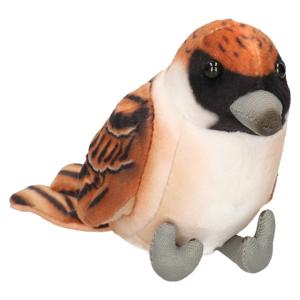 Knuffeldier Huismus vogel - zachte pluche stof - bruin - 10 cm