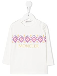 Moncler Enfant t-shirt à imprimé fair isle - Blanc