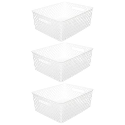 5Five Opbergmand/box van kunststof - 3x - wit - 29 x 35 x 13 cm - 11 liter