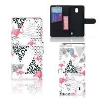Nokia 1 Plus | Telefoonhoesje | Met pasjeshouder | Flamingo Triangle
