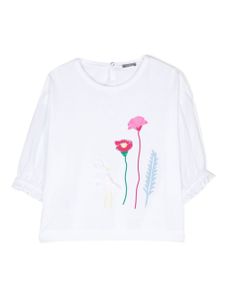 Il Gufo t-shirt en coton à fleurs - Blanc