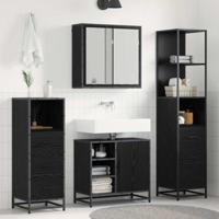Badkamermeubelset met lade 3 pcs Zwart eiken 65 x 33 x 60 cm