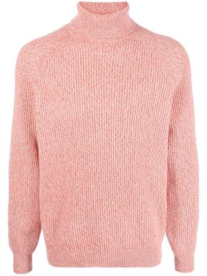 Brunello Cucinelli pull nervuré à col roulé - Orange