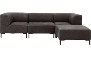 Goossens Excellent Bank Marshall Met Hocker donkerbruin, leer, 1,5-zits, urban industrieel