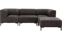 Goossens Excellent Bank Marshall Met Hocker donkerbruin, leer, 1,5-zits, urban industrieel
