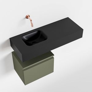 Toiletmeubel Mondiaz Andor | 80 cm | Meubelkleur Army | Lex vrijhangend wastafel Urban Links | Zonder kraangat