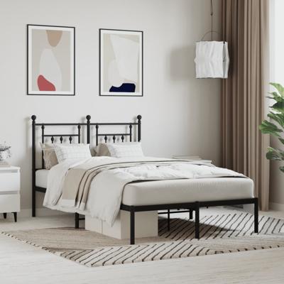 Bedframe met hoofdbord metaal zwart 120x200 cm