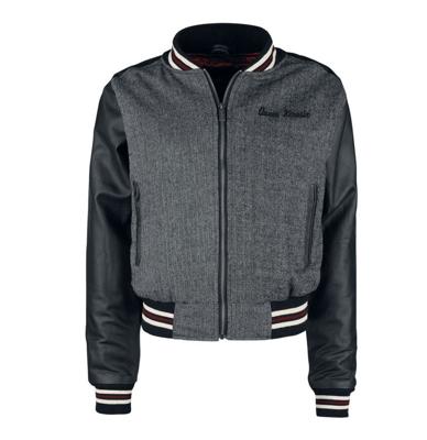 Queen Kerosin Baseball College Jacket Black & Grey-XXL