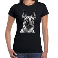 Cadeau/verkleed T-shirt dames - zwart - Mechelse Herder hond - hondenliefhebber