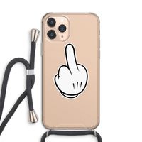 Middle finger black: iPhone 11 Pro Transparant Hoesje met koord