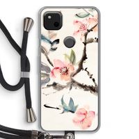 Japanse bloemen: Pixel 4a Transparant Hoesje met koord