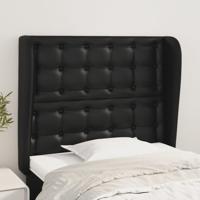 Hoofdbord met randen 83x23x118/128 cm kunstleer zwart