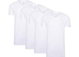 4-pack Cappuccino Witte T-Shirt V-hals - Extra Lange T-shirts