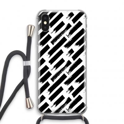 Zwarte vegen: iPhone X Transparant Hoesje met koord