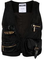 Moschino gilet satiné à plaque logo - Noir - thumbnail