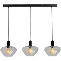 Masterlight 3-lichts hanglamp - zwart -Porto met Blossom smoke glazen - 2711-05-05-100-3-7