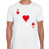 Bellatio Decorations casino thema verkleed t-shirt heren - harten aas - wit - poker t-shirt 2XL  -