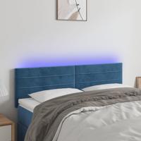 Hoofdbord LED 144x5x78/88 cm fluweel donkerblauw