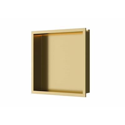 Inbouwnis Luca Sanitair 30x30x6,5 cm RVS Geborsteld Goud PVD + LED verlichting Luca Sanitair