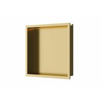 Inbouwnis Luca Sanitair 30x30x6,5 cm RVS Geborsteld Goud PVD + LED verlichting Luca Sanitair
