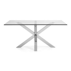 Kave Home Argo Eettafel - 160 x 90 cm - Glas / Zilver