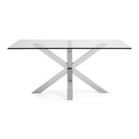 Kave Home Argo Eettafel - 160 x 90 cm - Glas / Zilver