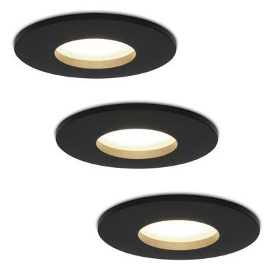 3x Porto LED Inbouwspots - Dimbaar - 4 Watt 4000K Neutraal Wit Spot IP44 - GU10 Fitting - Zwart - Voor binnen en buiten