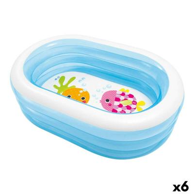 Opblaasbaar Kinderzwembad Intex Ovaalvormig Blauw Wit 230 L 163 x 46 x 107 cm (6 Stuks)