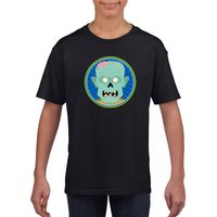 Zombie halloween t-shirt zwart voor jongens en meisjes XL (158-164)  -