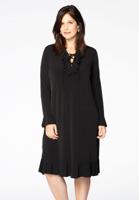 Yoek Jurk met ruches | Zwart | Maat 38/40