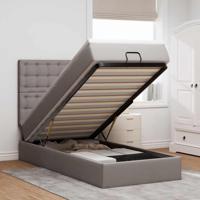 Bed met matras 90x200 cm stof taupe