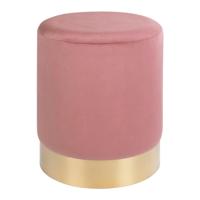 Visser - Gamby Pouf - Roze - Fluweel en staal - Ø34x43 cm