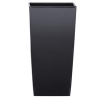 Bloempot/plantenpot Urbi - antraciet - kunststof - 19 x 19 x 37 cm - hoog - met binnenpot