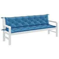 VidaXL Tuinbankkussens 2 st 200x50x7 cm stof gemêleerd blauw