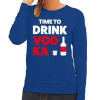 Time to drink Vodka tekst sweater blauw voor dames
