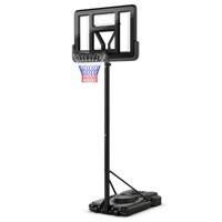 In Hoogte Verstelbaar Basketbalstandaard 12-Laags Basketbalring voor Volwassenen met Wielen 110 cm Onbreekbaar Bord