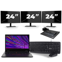 Lenovo ThinkPad L13 - Intel Core i3-10e Generatie - 13 inch - 4GB RAM - 256GB SSD - Windows 11 + 3x 24 inch Monitor