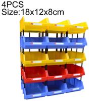 4 PC's verdikte schuine Plastic doos gecombineerd delen vak materiële vak levering van willekeurige kleur formaat: 18 X 12 cm X 8 cm