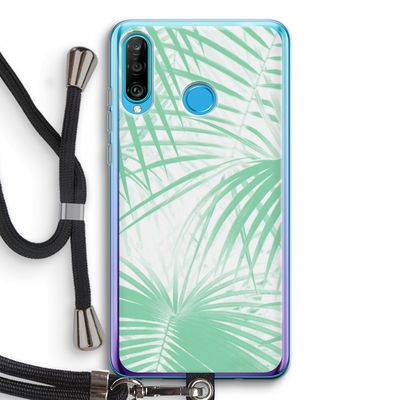 Palmbladeren: Huawei P30 Lite Transparant Hoesje met koord