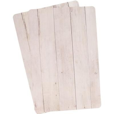 2x cosy & trendy tafel placemats - beige- houten planken print - pvc - 44 x 28 cm - onderleggers
