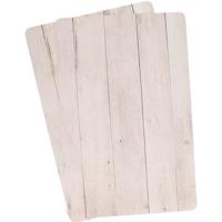 2x cosy & trendy tafel placemats - beige- houten planken print - pvc - 44 x 28 cm - onderleggers
