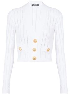 Balmain cardigan crop à col v - Blanc