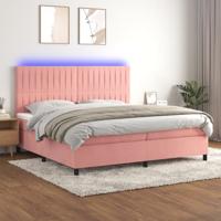 Boxspring met matras en LED fluweel roze 200x200 cm