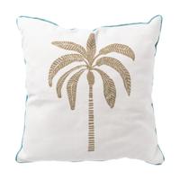 Kussen palmboom - blauw/wit/goud - 45x45 cm Kussen palmboom - blauw/wit/goud - 45x45 cm