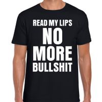 Read my lips NO MORE bullshit fun tekst t-shirt zwart heren