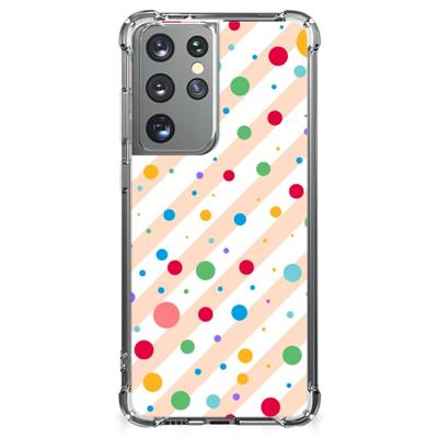 Samsung Galaxy S21 Ultra Doorzichtige Silicone Hoesje Dots Samsung Galaxy S21 Ultra Doorzichtige Silicone Hoesje Dots