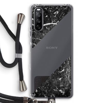 Zwart marmer: Sony Sony Xperia 10 III Transparant Hoesje met koord