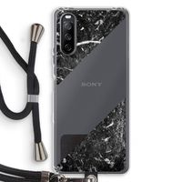 Zwart marmer: Sony Sony Xperia 10 III Transparant Hoesje met koord